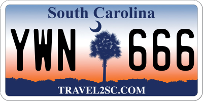 SC license plate YWN666