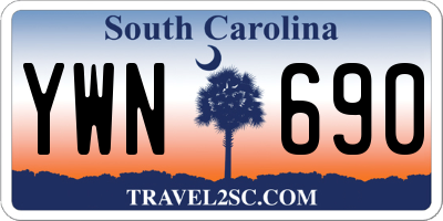 SC license plate YWN690