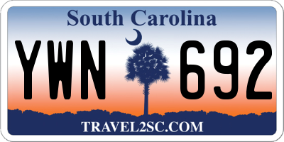 SC license plate YWN692