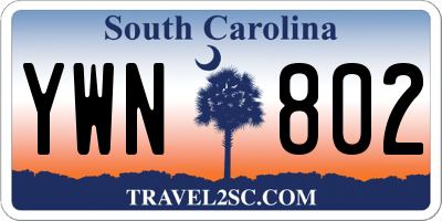 SC license plate YWN802