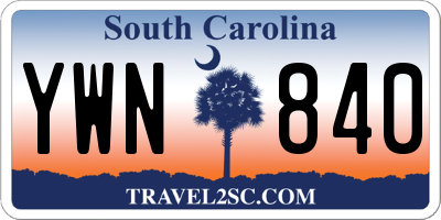 SC license plate YWN840