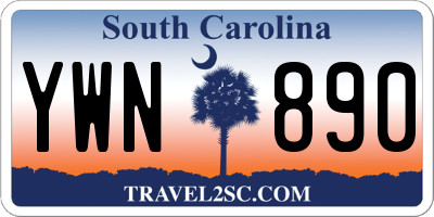 SC license plate YWN890