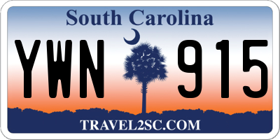 SC license plate YWN915