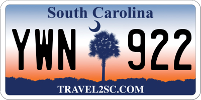 SC license plate YWN922