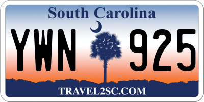 SC license plate YWN925
