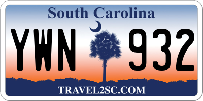 SC license plate YWN932