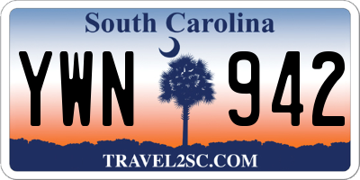 SC license plate YWN942
