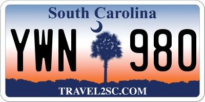 SC license plate YWN980
