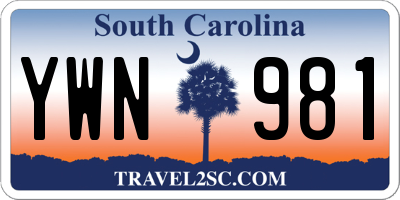 SC license plate YWN981