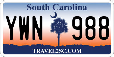 SC license plate YWN988