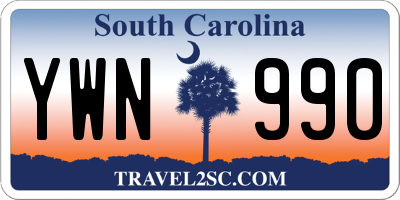 SC license plate YWN990