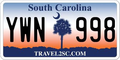 SC license plate YWN998