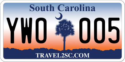 SC license plate YWO005