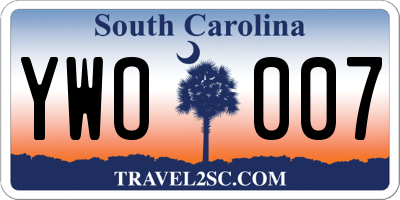 SC license plate YWO007