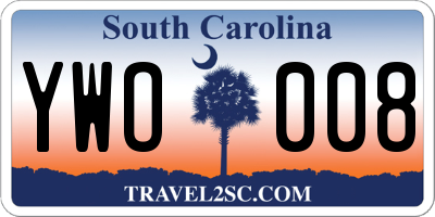 SC license plate YWO008