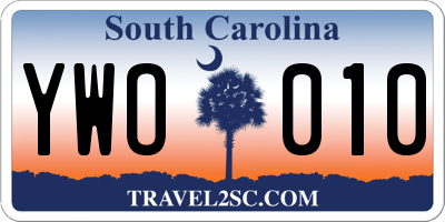 SC license plate YWO010
