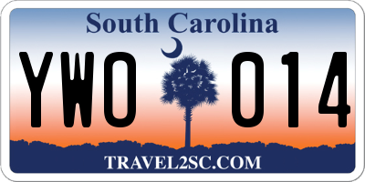 SC license plate YWO014