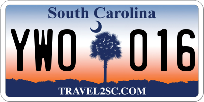 SC license plate YWO016