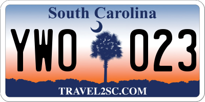 SC license plate YWO023
