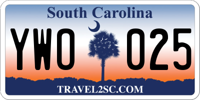 SC license plate YWO025