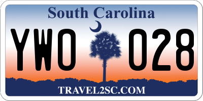 SC license plate YWO028