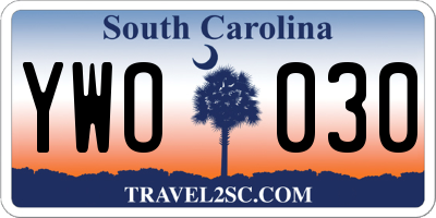 SC license plate YWO030