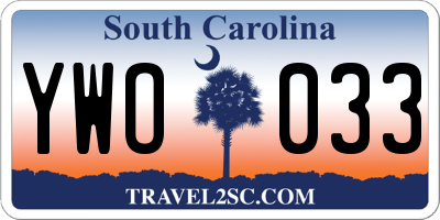 SC license plate YWO033