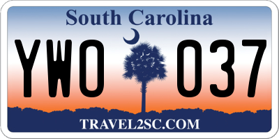 SC license plate YWO037