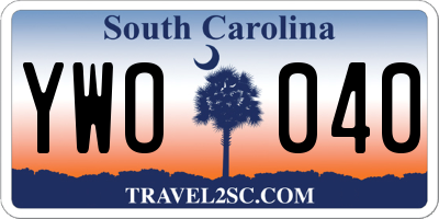 SC license plate YWO040