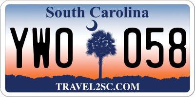 SC license plate YWO058