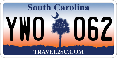 SC license plate YWO062