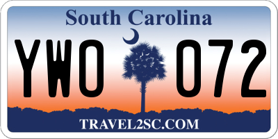 SC license plate YWO072