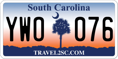 SC license plate YWO076