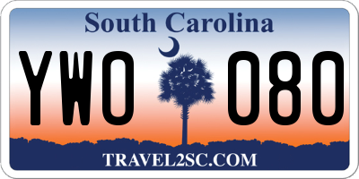 SC license plate YWO080