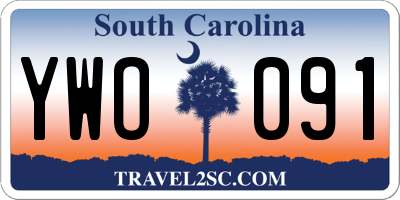 SC license plate YWO091