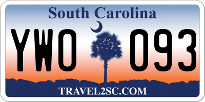 SC license plate YWO093