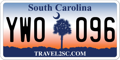 SC license plate YWO096