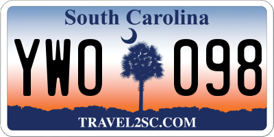SC license plate YWO098