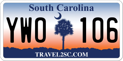 SC license plate YWO106