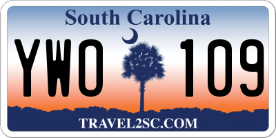 SC license plate YWO109