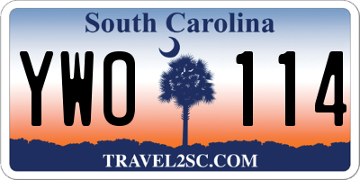 SC license plate YWO114