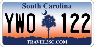 SC license plate YWO122