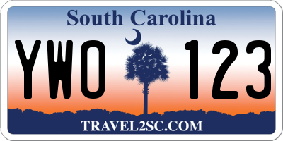 SC license plate YWO123