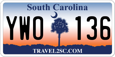 SC license plate YWO136