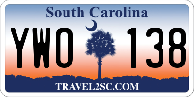 SC license plate YWO138
