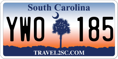 SC license plate YWO185