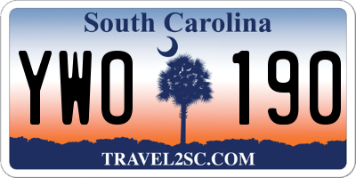 SC license plate YWO190