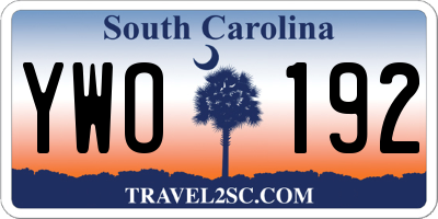 SC license plate YWO192