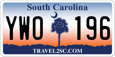 SC license plate YWO196