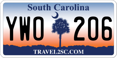 SC license plate YWO206